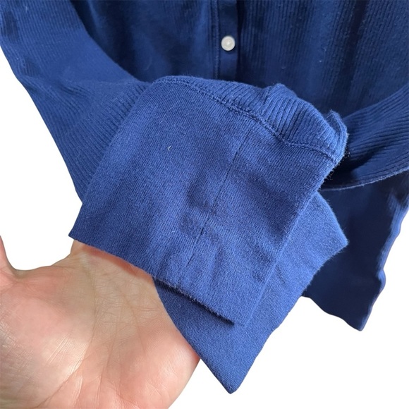 Victoria's Secret Navy Button Long Sleeve Ribbed Henley Top Small Y2K Preppy - Picture 2 of 9